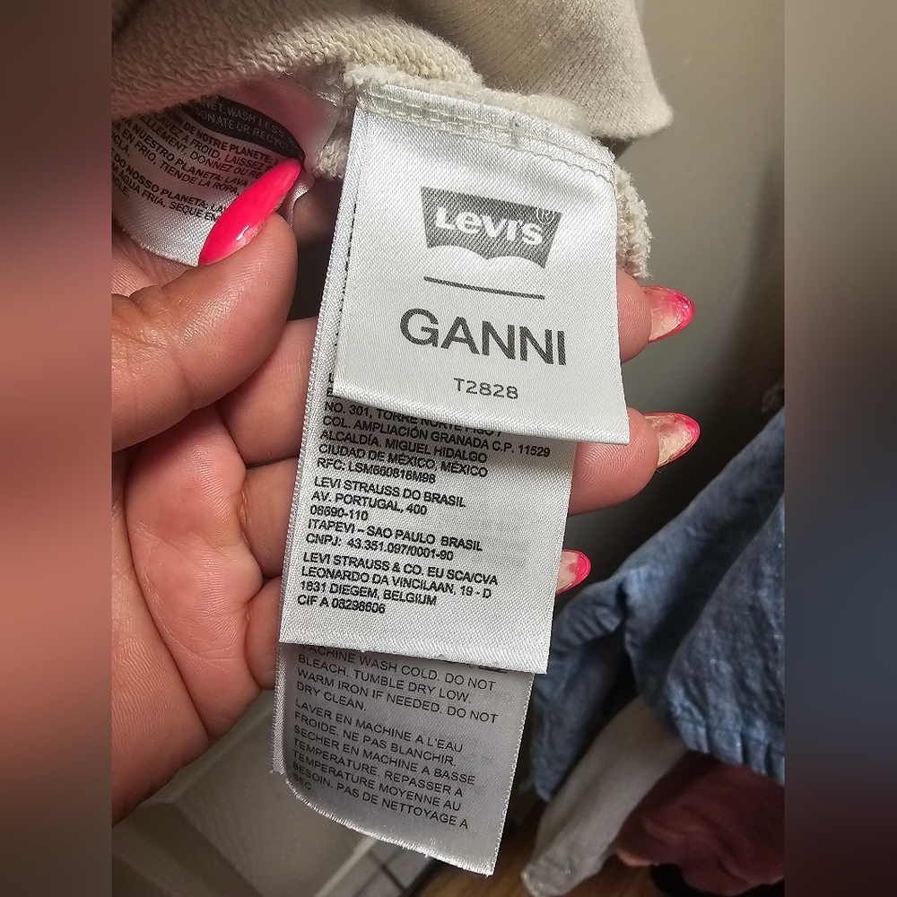GANNI x Levi’s Logo Sweatshirt Beige Oversized Size M Women’s - Picture 5 of 11